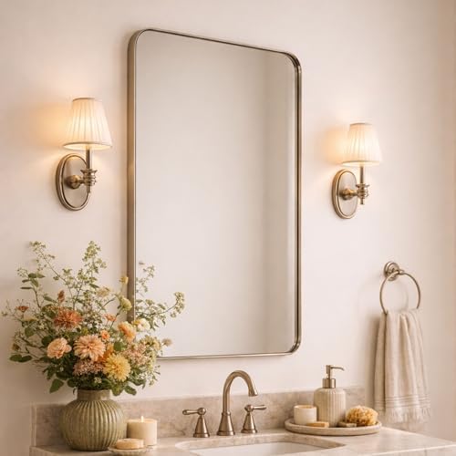GRACTO 24x40'' Chrome Metal Framed Bathroom Mirror - Image 7