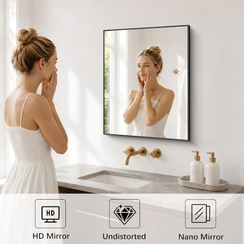 DESBING Black Bathroom Mirror for Wall, 2 Pack 18x24 Inch Rectangle Mirrors - Image 4