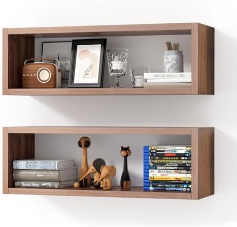 Kaboon 24in Floating Cube Shelves Set of 2, Display Shelves Wall Mount by Kaboon