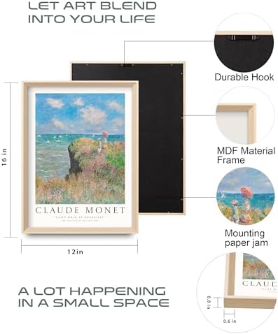 HesenDot Framed Wall Art, Claude Monet Impressionism Canvas Prints Set - Image 3