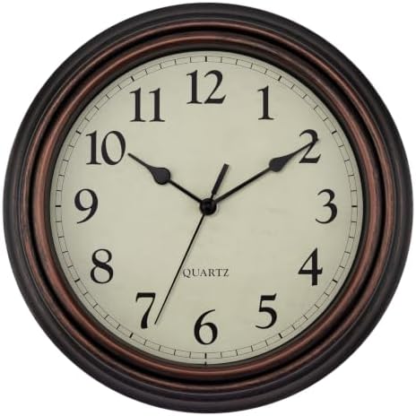 Retro Wall Clock, Battery Operated Silent Clock 12" Bronze by CouperosWallClocks