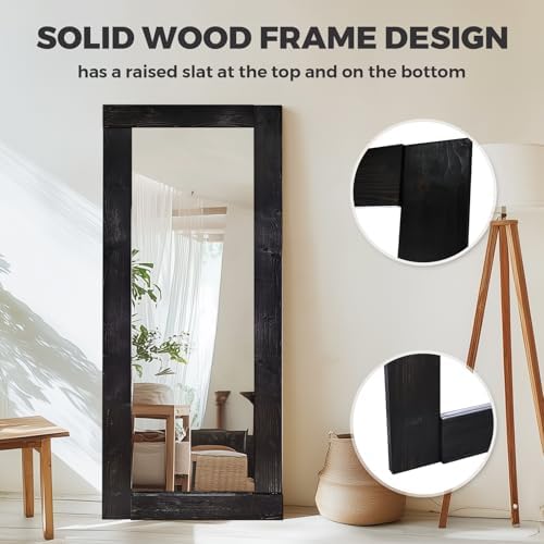 65x24in Full Length Mirror, Solid Wood Convex Frame - Image 4