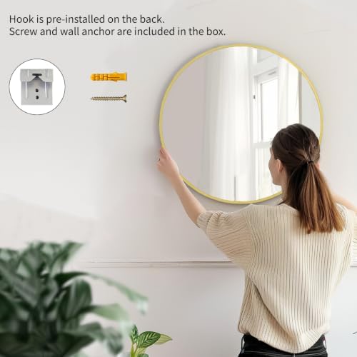 Sunniry Gold Round Mirror 20 inch, 2 Pack Circle Mirror, Brushed Metal Frame - Image 5