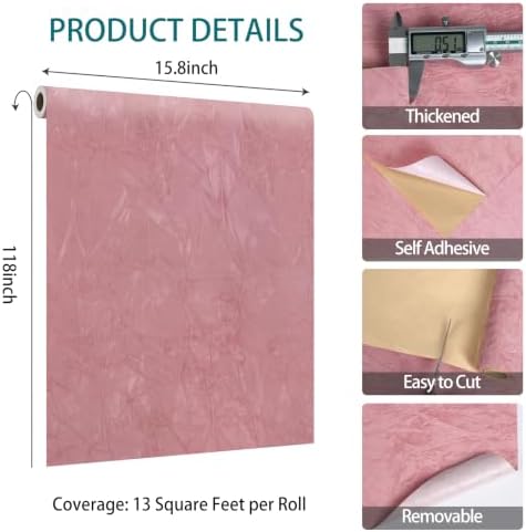 VaryStyle Coral Pink Velvet Drawer Liner Self Adhesive Velvet Wallpaper - Image 7