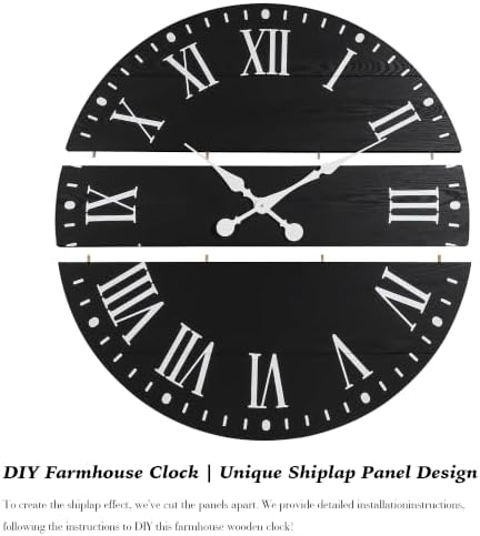 Large Wall Clock with Roman Numeral, 24” Shiplap Farmhouse Clock - Image 5