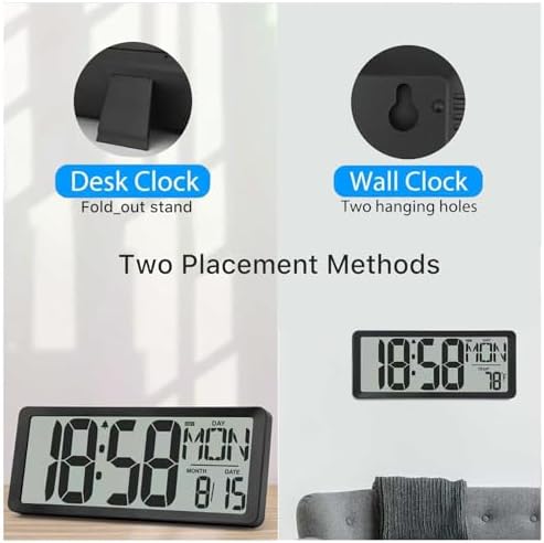 XREXS 14.5 Inch Battery Operated Digital Wall Clock - Image 6
