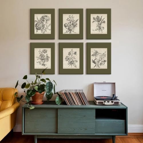 Vintage Floral Wall Art Sketch Flower Prints Antique Botanical Canvas Wall Art - Image 5