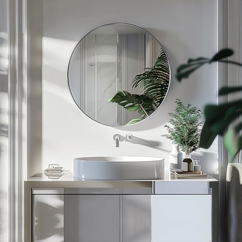 Sunniry Small Round Mirror, 16 inch Nickel Circle Mirror - Image 3