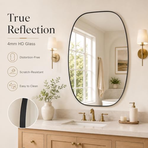 USHOWER Black Oval Bathroom Mirror 30x40 Inch - Image 3