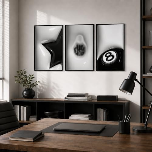 3Pcs Lucky 8 Ball Wall Art, 12x16 Inch - Image 2
