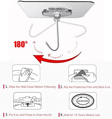 DDMY Adhesive Wall Hooks Heavy Duty 50LB Clear Hook 24 Pack - Image 5