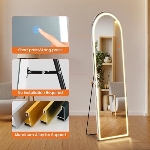 Sweetcrispy Arched LED Full Length Floor Mirror - Image 3