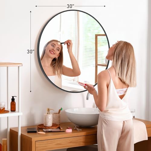 NEWBULIG 30 Inch Round Bathroom Mirror, Wall Mount Vanity Mirror - Image 2