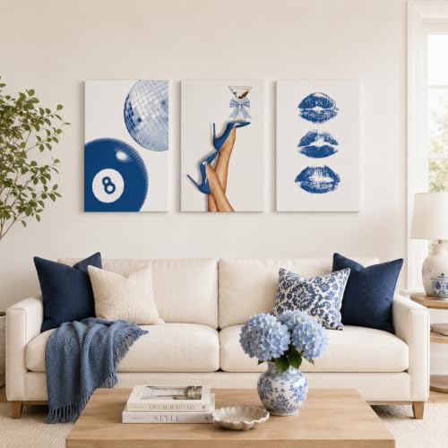Blue Fashion Canvas Wall Art, Trendy Ashion Pictures Wall Decor16X12in - Image 4