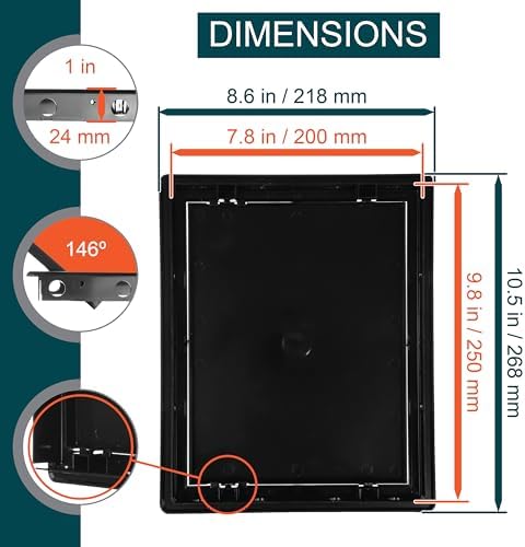 8" x 10" Black ABS Plastic Plumbing Access Panel - Image 2