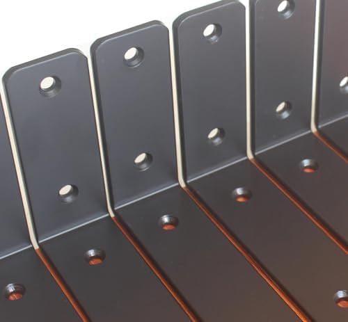 24 Pack - L 6" x H 4" x W1.5, 5mm Thick Black L Shelf Bracket, Iron Shelf - Image 3