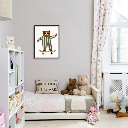 Cool Skateboarding Bear Wall Art Funny Cute Animal Canvas Poster 24x36 inch - Image 6