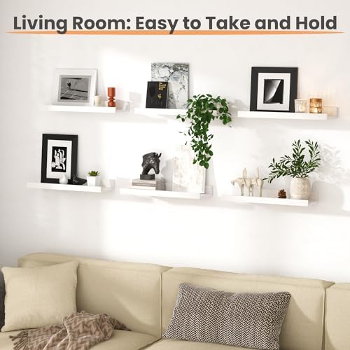upsimples Floating Shelves for Wall, Wall Shelves for Decor Storage Set of 6 - Image 6