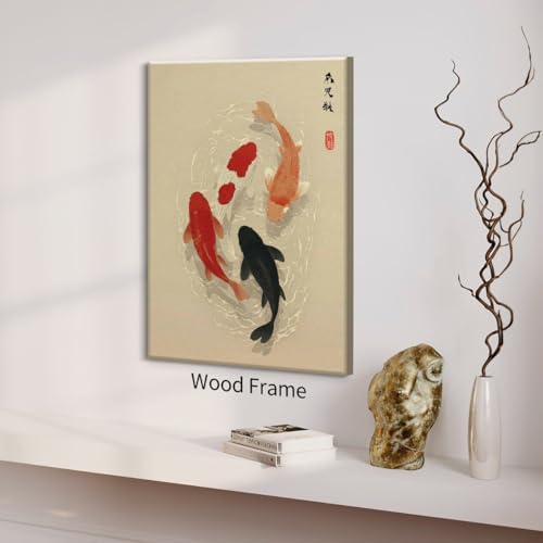 Japanese Koi Fish Framed Poster Minimalist Asian Wall Art 12x16 inch Vintage - Image 4