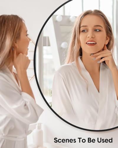 GarveeTech 20 Inch Black Circle Wall Mirror, Modern Round Metal Framed Mirror - Image 2