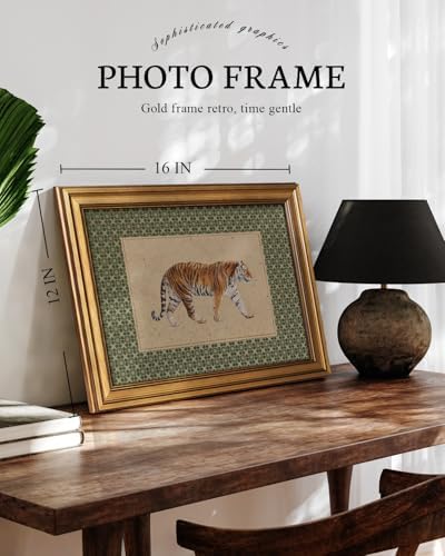 VIYYIEA Vintage Gold Framed Wall Art, Walking Triger Artwork, 12x16 inch - Image 2