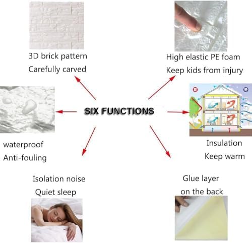 24Pcs 3D Faux Stone Wall Panels Self-Adhesive Foam Wallpaper White - Image 3