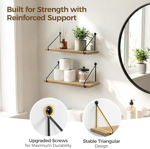 Afuly Rustic Floating Shelves for Wall, Wood Shelf - Image 6