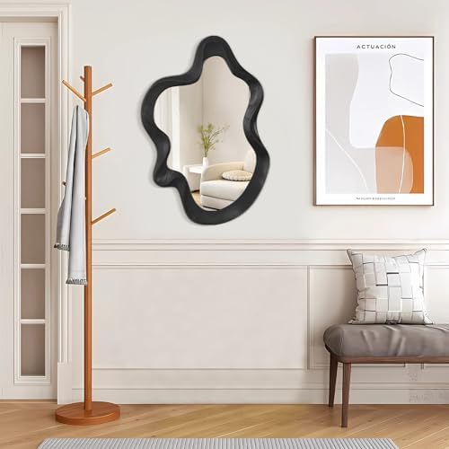 Asymmetrical Mirror for Wall Decor Large Modern Wavy Wooden Framed Wall Mirror - Image 3
