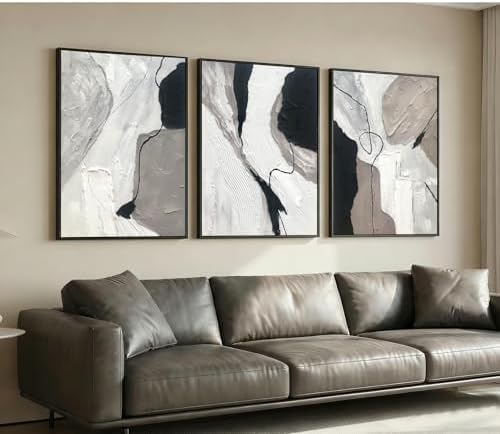 3D Textured Hand Painted Abstract Boho Grey Wall Art - Image 4