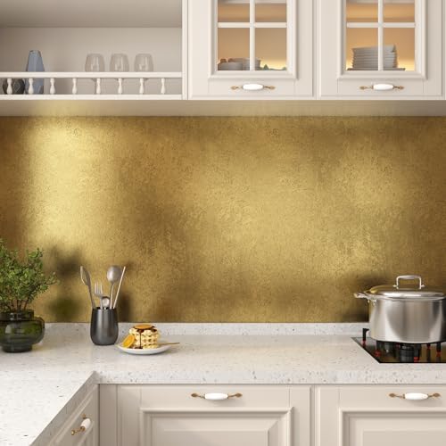 15.7x317" Gold Peel and Stick Wallpaper Vintage Kitchen Wallpaper Waterproof - Image 2