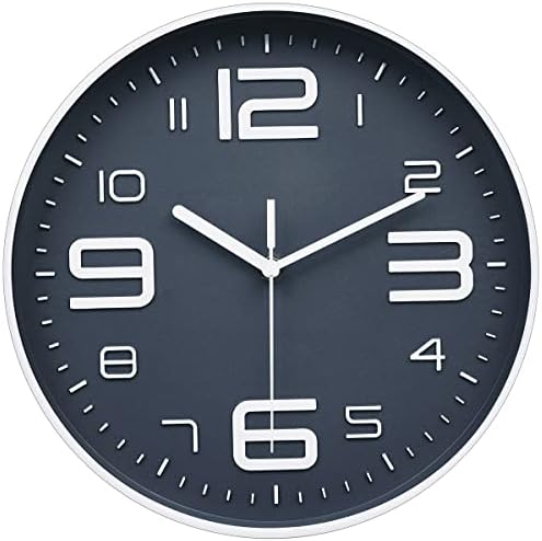 45Min 10 Inch 3D Number Dial Face Modern Wall Clock, Silent Non-Ticking Round by 45MinST