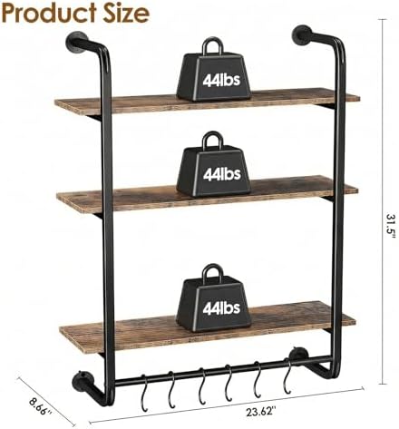 3 Tier Industrial Pipe Floating Shelf - Image 2