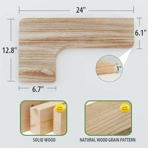 SAUMONIERES Corner Floating Shelves 24 Inch Wall Mount Shelf Solid Wood - Image 3
