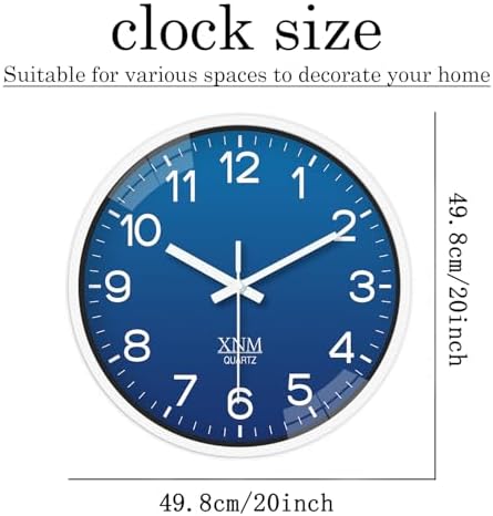 XNM 8 Inch Small Classic Blue Wall Clocks Battery Operated - Image 3