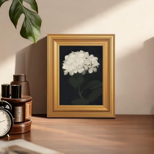 EJPFOGV White Hydrangea Framed Canvas wall art Black Background 8x10 inch - Image 5
