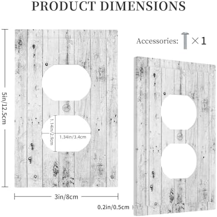 Outlet Covers Rustic White Grey Wood Grain 1 Gang Duplex Light Switch Cover - Image 5