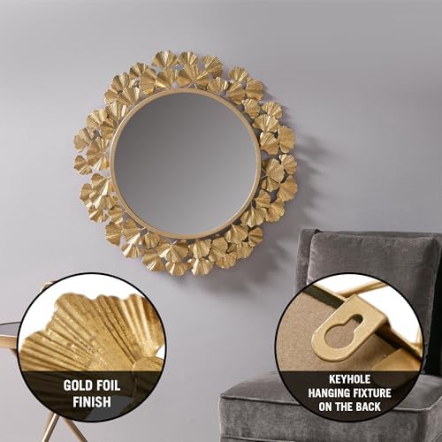 Martha Stewart Wall Décor Large Gingko Leaf Round Wall Mirror - Image 5