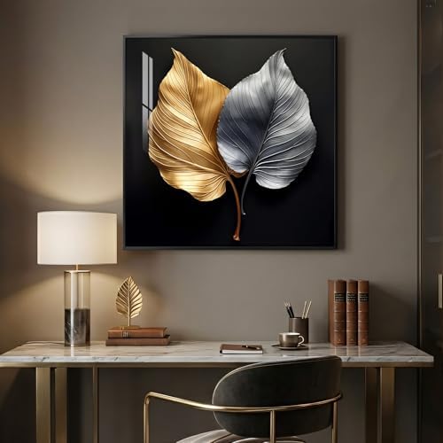 Framed Modern Gold and Silver Elegant Luxury Wall Art Decor, 24x24 In - Image 2