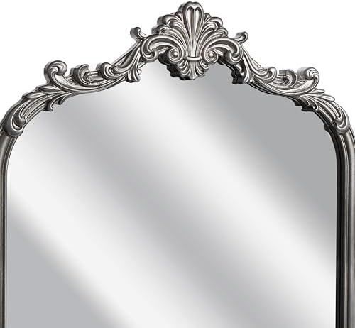 Wylde Iris English Estate Carved Arch Wood Wall Mirror, Mirror - Image 7