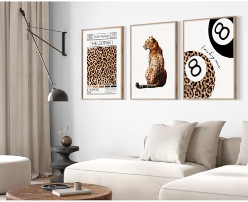 Lhoiplme Trendy Leopard Wall Art Cheetah Print Canvas Wall Decor 8 Ball Poster - Image 6