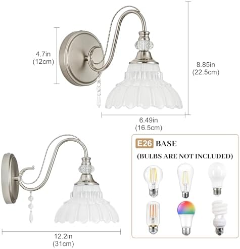 1 Piece Brushed Nickel Finish Wall Sconce, 1-Light Modern Wall Sconce - Image 6