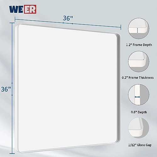 WEER White Bathroom Vanity Mirror 36x36 Inch - Image 6