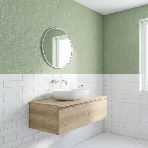 WADILE Grasscloth Peel and Stick Wallpaper 15.7in x 196.8in Light Green - Image 6