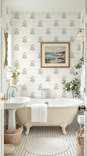 Safiyya Wallpaper Peel and Stick Beige Floral Contact Paper - Image 7