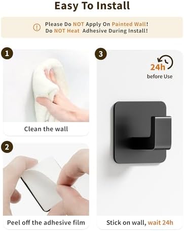 GWAAZXGZ Square Self Adhesive Towel Hooks - Image 6