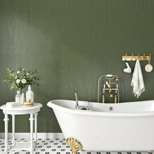 Faux Green Grasscloth Peel and Stick Wallpaper Textured Green Contact Paper - Image 3
