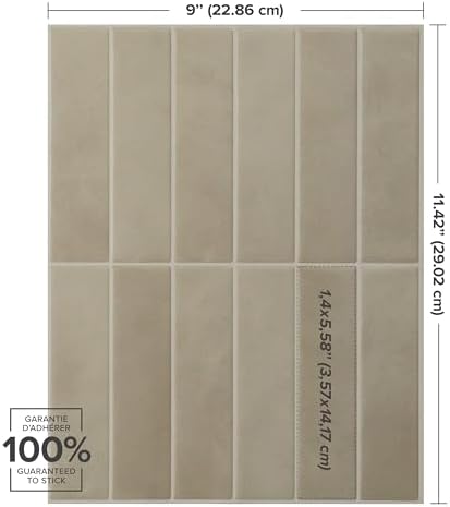 Smart Tiles Peel and Stick backsplash, Stacked Taupe Beige - Image 4