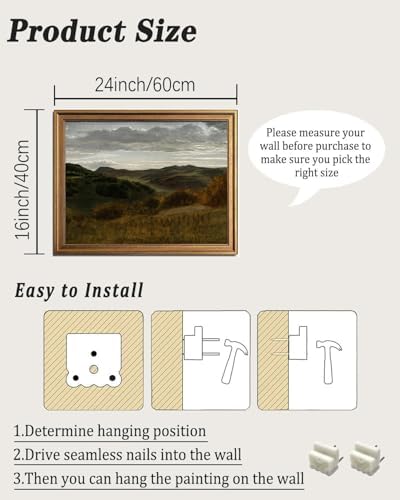KBKBART Large Canvas Gold Framed Wall Art, Moody Dark Mountain Prints - Image 2