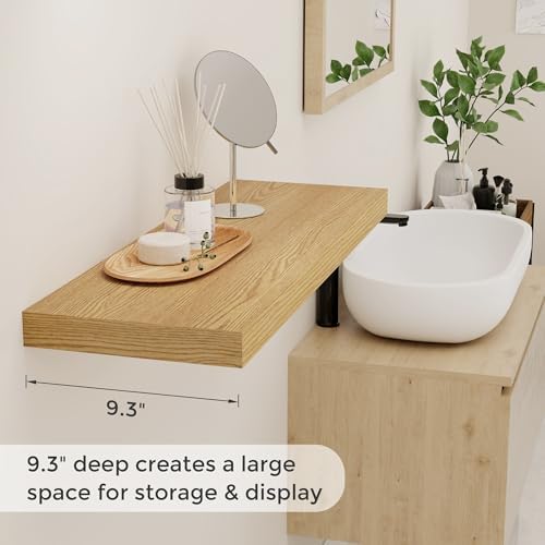 Fun Memories 32" W x 9.3" D Floating Shelves, Rustic Wood Deep Shelves - Image 4
