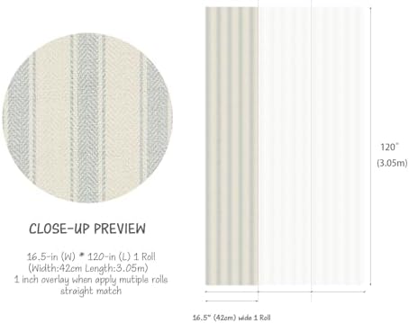 RollsRolla Beige Stripe Peel and Stick Fabric Canvas Wallpaper - Image 3